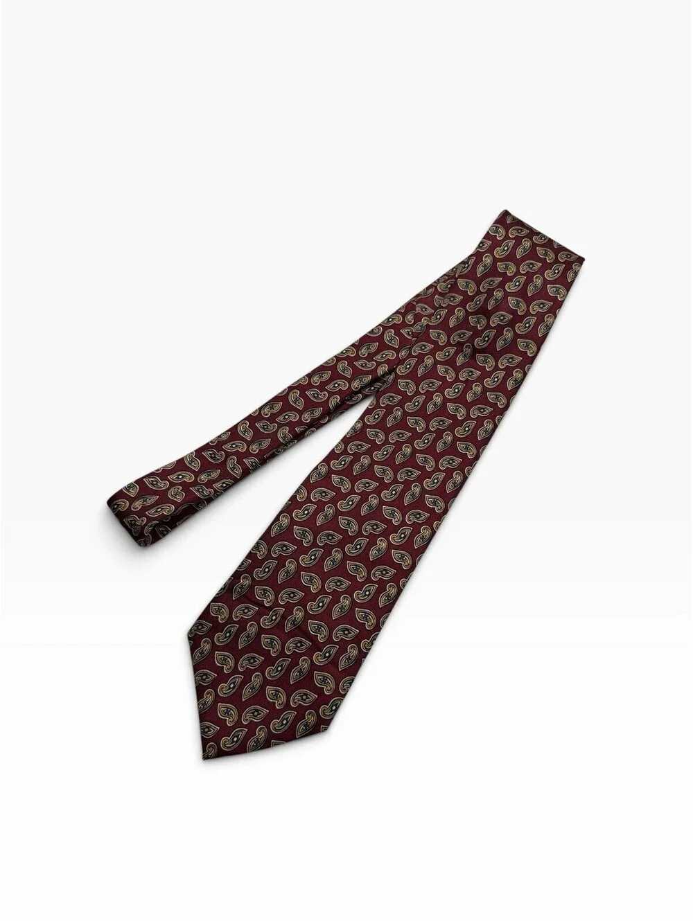 Brooks Brothers Men's Silk Neck Tie Burgundy Paisley Made in USA, 100% Silk